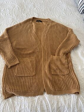 Waffle-Knit Open Cardigan Sweater in beautiful Fall color
